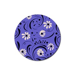 Folk Flowers Pattern  Rubber Coaster (round)  by Eskimos