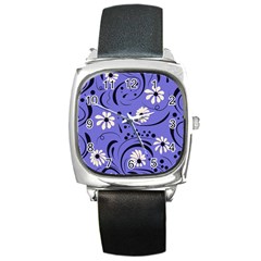 Folk Flowers Pattern  Square Metal Watch by Eskimos