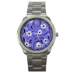 Folk Flowers Pattern  Sport Metal Watch by Eskimos