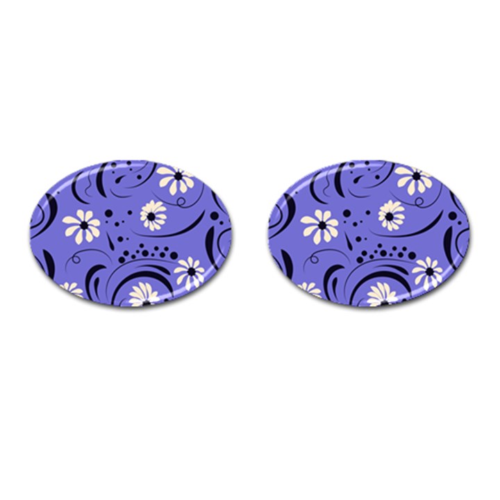 Folk flowers pattern  Cufflinks (Oval)