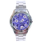 Folk flowers pattern  Stainless Steel Analogue Watch Front