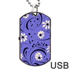 Folk Flowers Pattern  Dog Tag Usb Flash (two Sides) by Eskimos