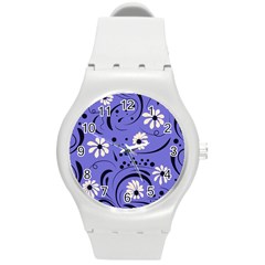 Folk Flowers Pattern  Round Plastic Sport Watch (m) by Eskimos