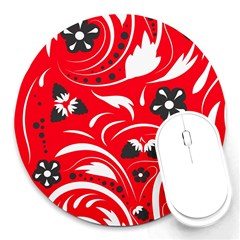 Folk Flowers Pattern  Round Mousepads by Eskimos