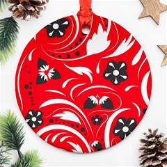 Folk Flowers Pattern  Ornament (round) by Eskimos