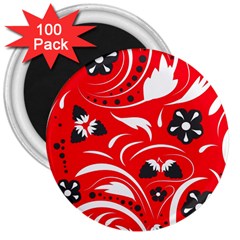 Folk Flowers Pattern  3  Magnets (100 Pack) by Eskimos