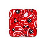 Folk flowers pattern  Rubber Coaster (Square)  Front