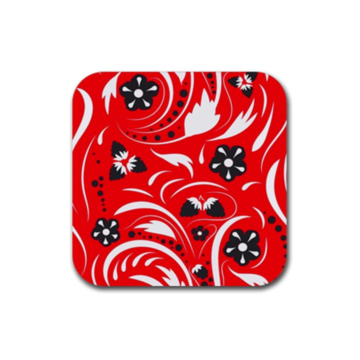 Folk flowers pattern  Rubber Coaster (Square) 