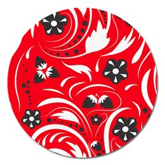 Folk Flowers Pattern  Magnet 5  (round) by Eskimos