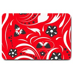 Folk Flowers Pattern  Large Doormat  by Eskimos