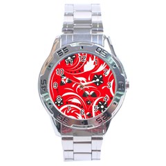 Folk Flowers Pattern  Stainless Steel Analogue Watch by Eskimos