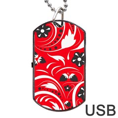 Folk Flowers Pattern  Dog Tag Usb Flash (two Sides) by Eskimos