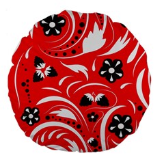 Folk Flowers Pattern  Large 18  Premium Flano Round Cushions by Eskimos