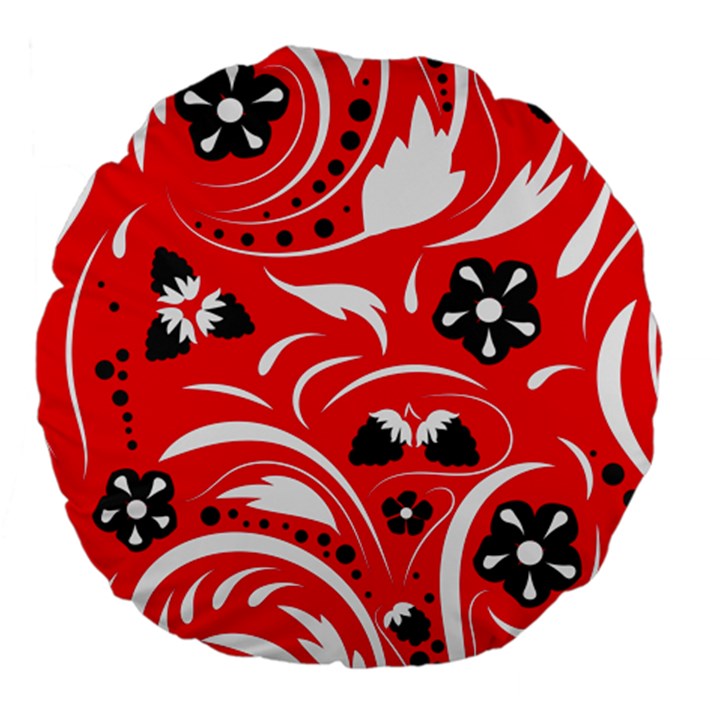 Folk flowers pattern  Large 18  Premium Flano Round Cushions