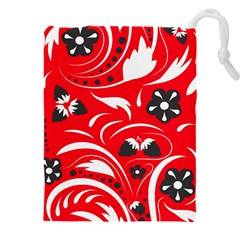 Folk Flowers Pattern  Drawstring Pouch (4xl) by Eskimos