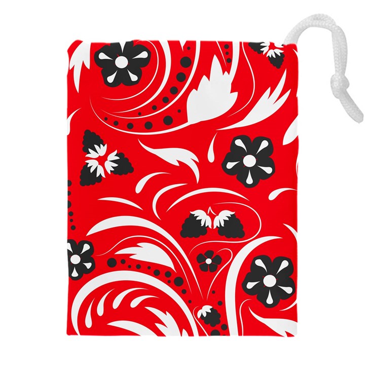 Folk flowers pattern  Drawstring Pouch (4XL)