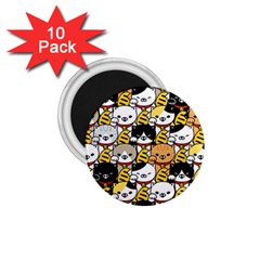 Cat-seamless-pattern-lucky-cat-japan-maneki-neko-vector-kitten-calico-pet-scarf-isolated-repeat-back 1 75  Magnets (10 Pack)  by elchino