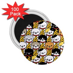 Cat-seamless-pattern-lucky-cat-japan-maneki-neko-vector-kitten-calico-pet-scarf-isolated-repeat-back 2 25  Magnets (100 Pack)  by elchino