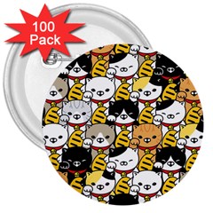 Cat-seamless-pattern-lucky-cat-japan-maneki-neko-vector-kitten-calico-pet-scarf-isolated-repeat-back 3  Buttons (100 Pack)  by elchino