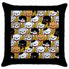 Cat-seamless-pattern-lucky-cat-japan-maneki-neko-vector-kitten-calico-pet-scarf-isolated-repeat-back Throw Pillow Case (black)