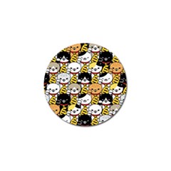 Cat-seamless-pattern-lucky-cat-japan-maneki-neko-vector-kitten-calico-pet-scarf-isolated-repeat-back Golf Ball Marker (10 Pack) by elchino