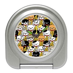 Cat-seamless-pattern-lucky-cat-japan-maneki-neko-vector-kitten-calico-pet-scarf-isolated-repeat-back Travel Alarm Clock by elchino