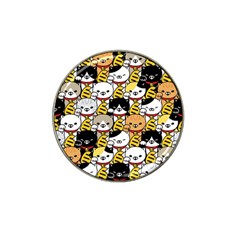 Cat-seamless-pattern-lucky-cat-japan-maneki-neko-vector-kitten-calico-pet-scarf-isolated-repeat-back Hat Clip Ball Marker by elchino