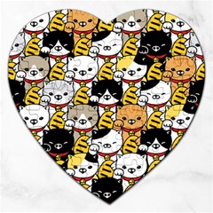 Cat-seamless-pattern-lucky-cat-japan-maneki-neko-vector-kitten-calico-pet-scarf-isolated-repeat-back Jigsaw Puzzle (heart) by elchino