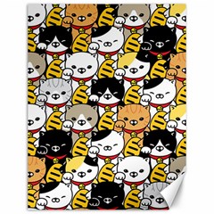 Cat-seamless-pattern-lucky-cat-japan-maneki-neko-vector-kitten-calico-pet-scarf-isolated-repeat-back Canvas 12  X 16  by elchino