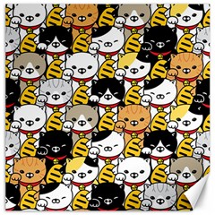 Cat-seamless-pattern-lucky-cat-japan-maneki-neko-vector-kitten-calico-pet-scarf-isolated-repeat-back Canvas 16  X 16  by elchino