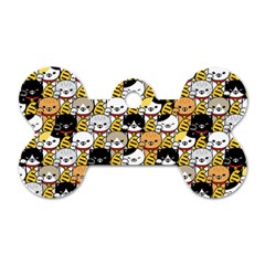 Cat-seamless-pattern-lucky-cat-japan-maneki-neko-vector-kitten-calico-pet-scarf-isolated-repeat-back Dog Tag Bone (two Sides) by elchino