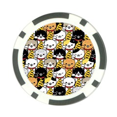 Cat-seamless-pattern-lucky-cat-japan-maneki-neko-vector-kitten-calico-pet-scarf-isolated-repeat-back Poker Chip Card Guard by elchino