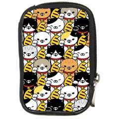 Cat-seamless-pattern-lucky-cat-japan-maneki-neko-vector-kitten-calico-pet-scarf-isolated-repeat-back Compact Camera Leather Case by elchino