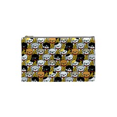 Cat-seamless-pattern-lucky-cat-japan-maneki-neko-vector-kitten-calico-pet-scarf-isolated-repeat-back Cosmetic Bag (small) by elchino