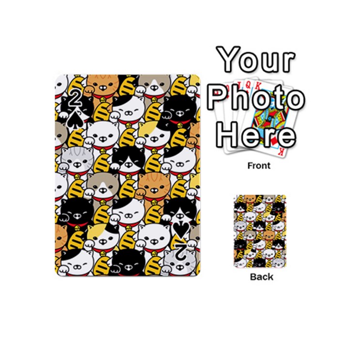 Cat-seamless-pattern-lucky-cat-japan-maneki-neko-vector-kitten-calico-pet-scarf-isolated-repeat-back Playing Cards 54 Designs (Mini)