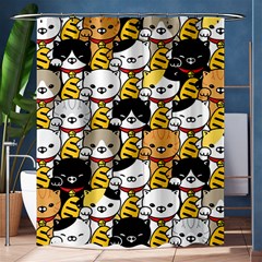 Cat-seamless-pattern-lucky-cat-japan-maneki-neko-vector-kitten-calico-pet-scarf-isolated-repeat-back Shower Curtain 60  X 72  (medium)  by elchino