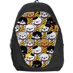 Cat-seamless-pattern-lucky-cat-japan-maneki-neko-vector-kitten-calico-pet-scarf-isolated-repeat-back Backpack Bag by elchino