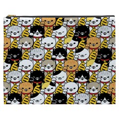 Cat-seamless-pattern-lucky-cat-japan-maneki-neko-vector-kitten-calico-pet-scarf-isolated-repeat-back Cosmetic Bag (xxxl) by elchino