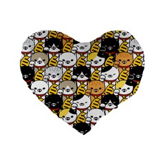 Cat-seamless-pattern-lucky-cat-japan-maneki-neko-vector-kitten-calico-pet-scarf-isolated-repeat-back Standard 16  Premium Heart Shape Cushions by elchino