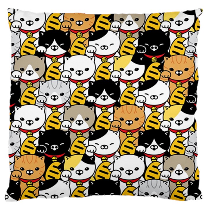 Cat-seamless-pattern-lucky-cat-japan-maneki-neko-vector-kitten-calico-pet-scarf-isolated-repeat-back Standard Flano Cushion Case (Two Sides)