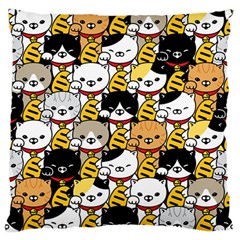 Cat-seamless-pattern-lucky-cat-japan-maneki-neko-vector-kitten-calico-pet-scarf-isolated-repeat-back Large Flano Cushion Case (one Side) by elchino