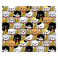 Cat-seamless-pattern-lucky-cat-japan-maneki-neko-vector-kitten-calico-pet-scarf-isolated-repeat-back Double Sided Flano Blanket (small)  by elchino