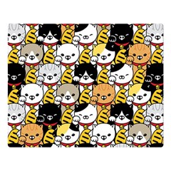 Cat-seamless-pattern-lucky-cat-japan-maneki-neko-vector-kitten-calico-pet-scarf-isolated-repeat-back Double Sided Flano Blanket (large)  by elchino