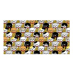 Cat-seamless-pattern-lucky-cat-japan-maneki-neko-vector-kitten-calico-pet-scarf-isolated-repeat-back Satin Shawl by elchino