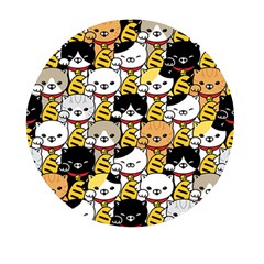 Cat-seamless-pattern-lucky-cat-japan-maneki-neko-vector-kitten-calico-pet-scarf-isolated-repeat-back Mini Round Pill Box by elchino