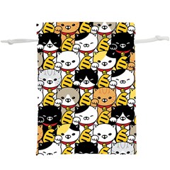 Cat-seamless-pattern-lucky-cat-japan-maneki-neko-vector-kitten-calico-pet-scarf-isolated-repeat-back  Lightweight Drawstring Pouch (xl) by elchino