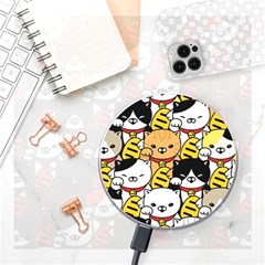 Cat-seamless-pattern-lucky-cat-japan-maneki-neko-vector-kitten-calico-pet-scarf-isolated-repeat-back Wireless Charger by elchino