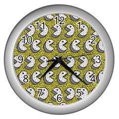 Memphis-seamless4-[converted5]redbubble8192 Wall Clock (silver) by elchino