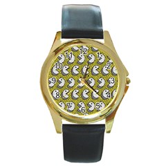 Memphis-seamless4-[converted5]redbubble8192 Round Gold Metal Watch by elchino