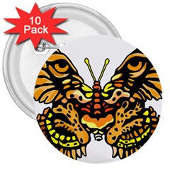 Bigcat Butterfly 3  Buttons (10 Pack)  by IIPhotographyAndDesigns